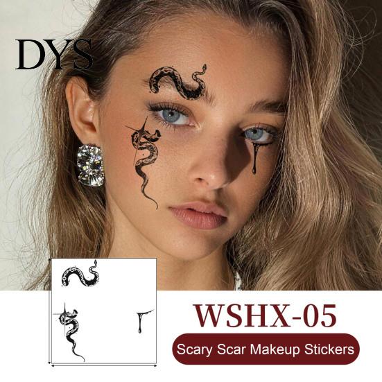 Sensitive Skin Safe Tattoos Halloween Temporary Face Tattoos, Realistic Scary Makeup Stickers, Waterproof Water Transfer Skull Patterns Decals,