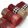 With Iron Wire Christmas Plaid Ribbon Red Black Lattice Lattice Ribbon Linen Ribbon Gift Wrapping