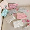 Women Cosmetic Bag Bow Silver Glossy Mini Makeup Bag  Coin Purse Coin Pouch Cute Wallet Portable Earphones Data Cable Bag