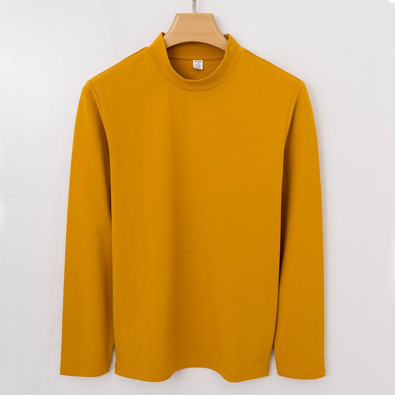 Мужская одежда 265 г мерсеризованный хлопок полуводолазка белая футболка с круглым вырезом базовая рубашка с длинными рукавами из синьцзянского хлопка