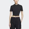 adidas Укороченный топ Originals Adiclub с вышитым логотипом, ребристый трикотаж, круглый вырез, короткие рукава, женские топы, черный цвет IP1788
