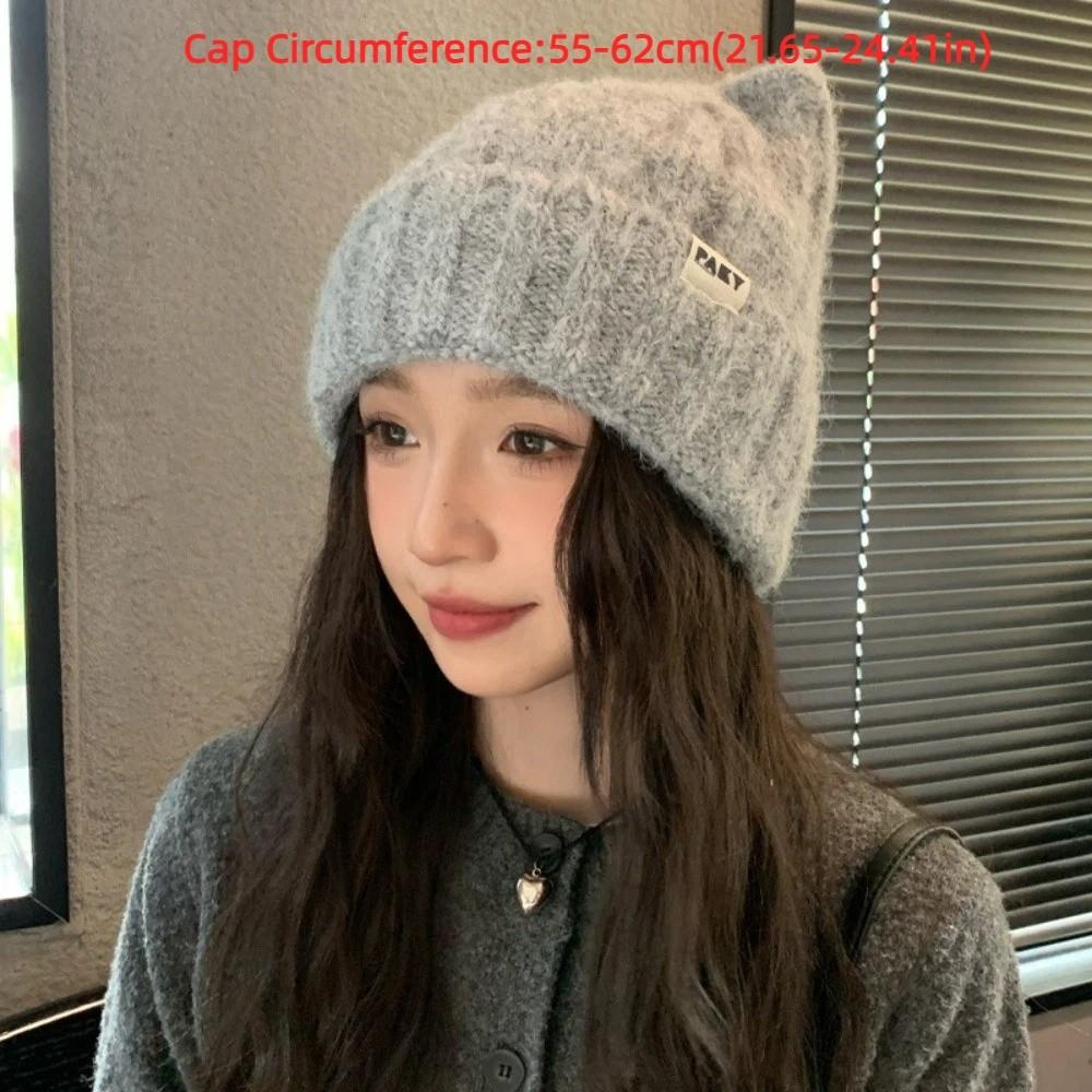 Warm Winter Hat Thickened Knitted Beanies Cute Ear Protection Hat  for Women