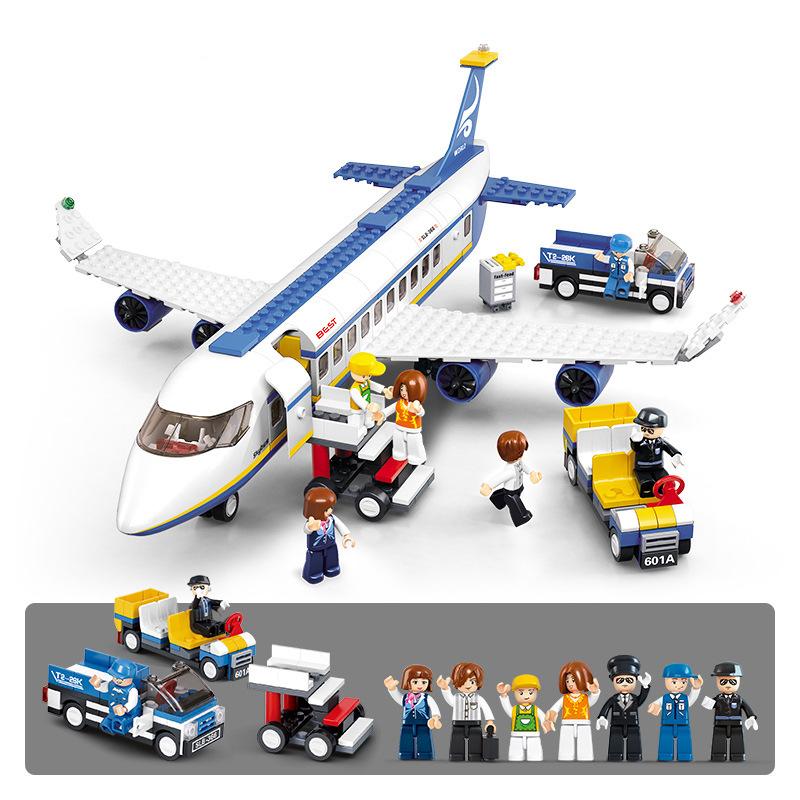 NEW MOC City Plane Airliner Super Helicopter Aircraft Engineer Airport Famous Building Blocks Bricks Kits Classic Model