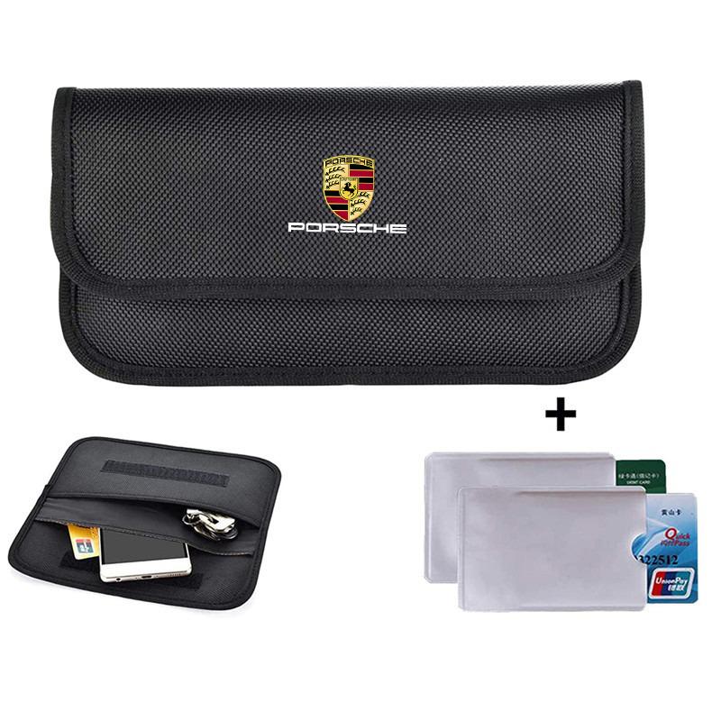 ACDOH1 Car Mobile Phone Signal Blocking Bag Shielding Pouch Bag For Porsche Cayenne Panamera Macan 911 718 Taycan Cayman Keyring