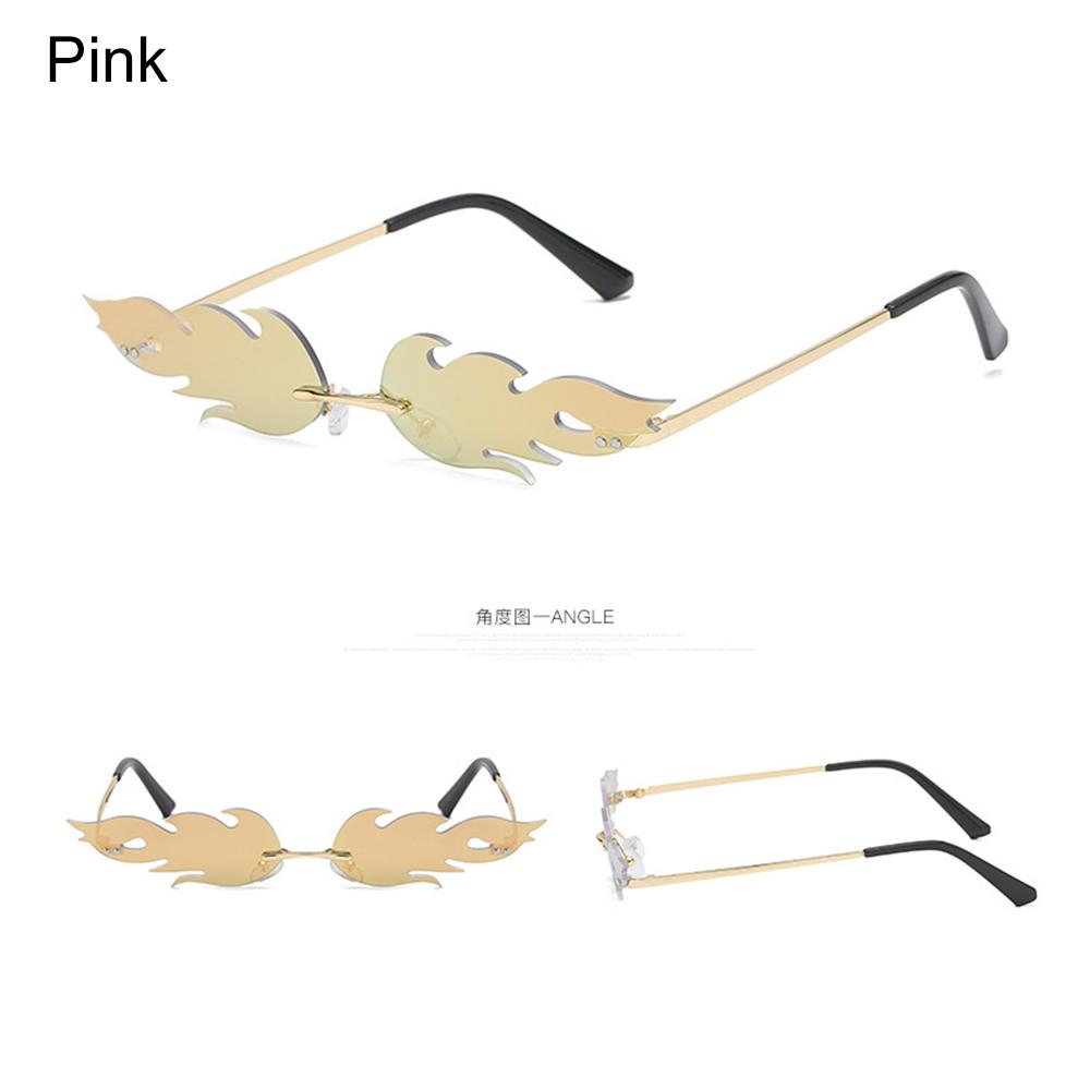 UV 400 Trending Narrow Sunglasses Rimless Fashion Sunglasses Fire Flame Wave Sun Glasses
