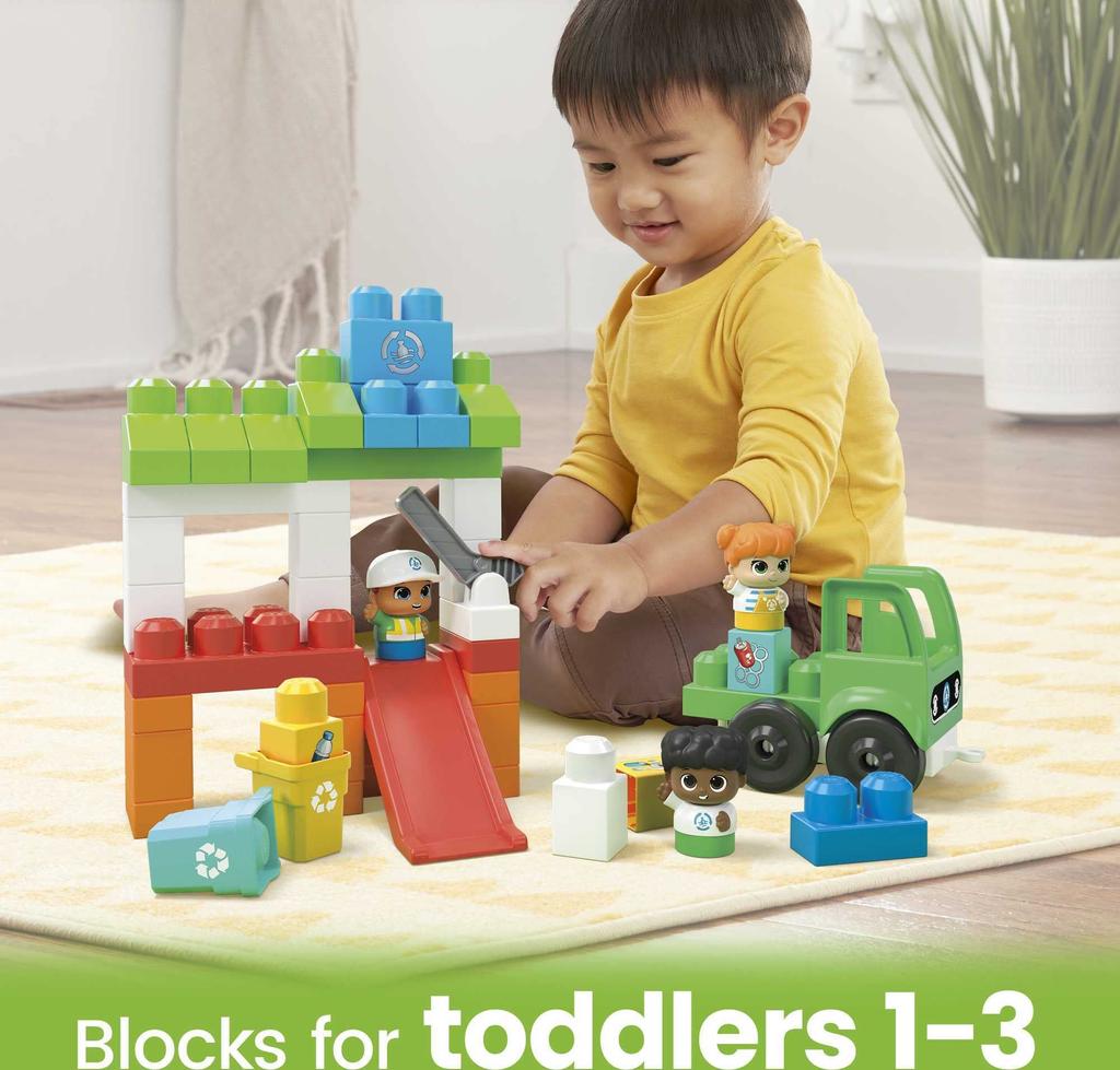 MEGA BLOKS Зеленый городок, очищающий море с помощью лодок и грузовиков, набор кубиков, развивающие и обучающие игрушки для детей от 1 года и старше, зеленый HPB49