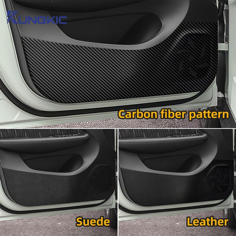 Door Anti-kick Pad Leather Carbon Mat Trim For Leapmotor T03 2024 2025 LHD RHD Car Accessories