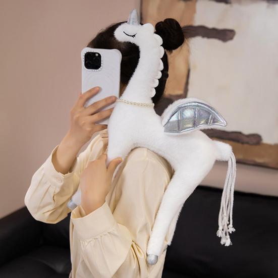 Плюшевая кукла Пегас 50см/70см Мягкая набивная игрушка для девочек Фэнтезийные крылья Ожерелье из искусственного жемчуга Милая плюшевая игрушка для младенца, малыша, детей Домашний декор