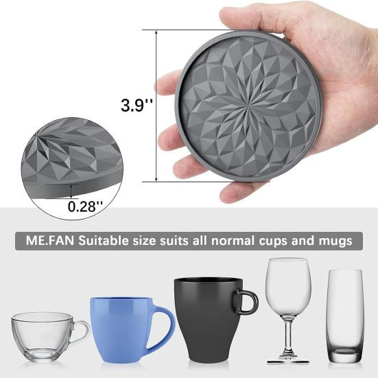 6Pcs Silicone Coasters Insulated Anti-Scald Heat-Resistant Odor-free Drink Coasters Home Bar Kitchen Decor