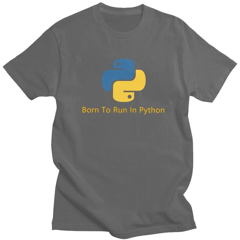 Мужская футболка с принтом "Born To Run In Python", короткий рукав, повседневная, для программиста, разработчика ПО, 100% хлопок
