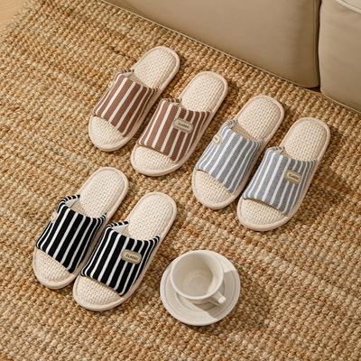 Теплые тапочки с мягкой подошвой для дома, которые женщины могут носить в любое время года, бесшумные, нескользящие, из хлопка и льна, мужские летние