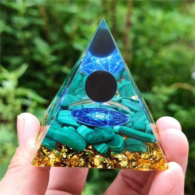Orgonite Chakra Energy Pyramid Amethyst Crystal Home Decor Meditation Ornament Craft Gift