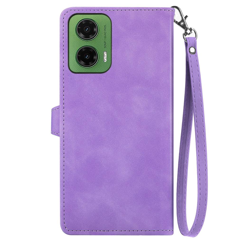 For Motorola Moto G35 5G Case Zipper Wallet PU Leather Flower Imprint Phone Cover