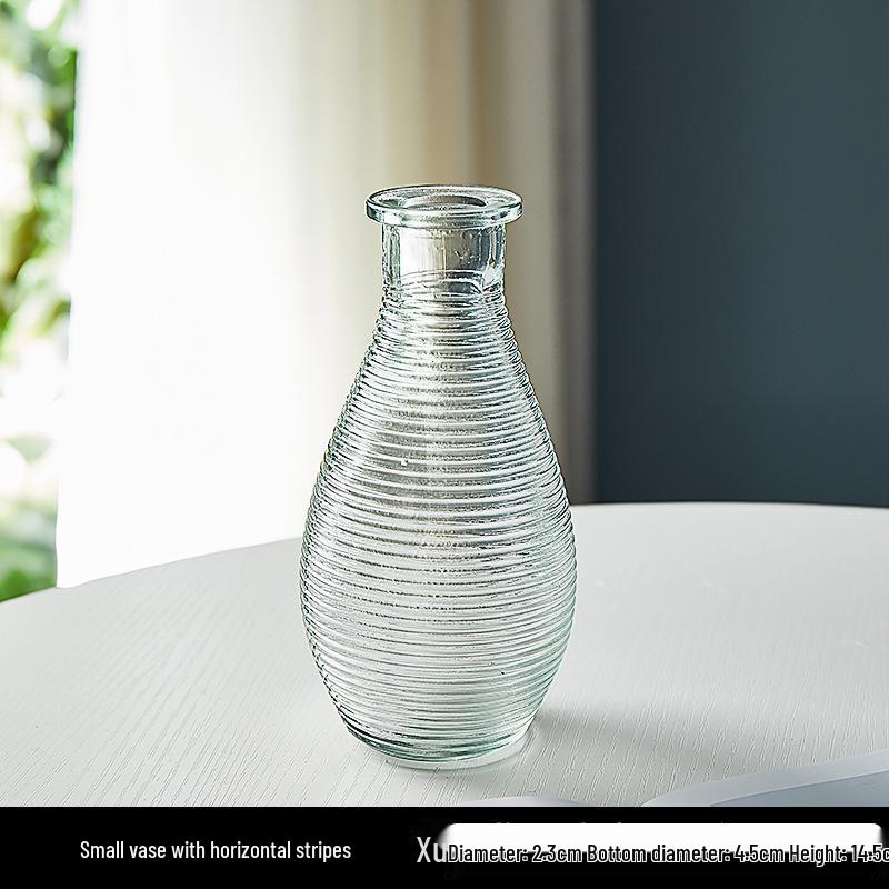 Европейская ваза из рельефного стекла в стиле легкой роскоши для гостиной, для цветочных композиций - Прозрачный гидропонный орнамент