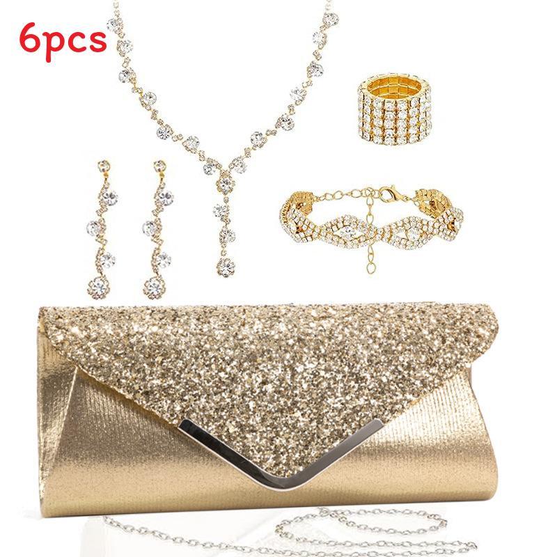 Minimalist European Style Jewelry Set With Water Diamond Embellishments For Women