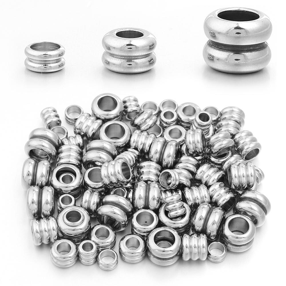20pcs/lot High Quality Stainless Steel Beads Big Hole Loose Spacer Beads For Jewelry Making DIY Charm Bracelet Necklace Supplies