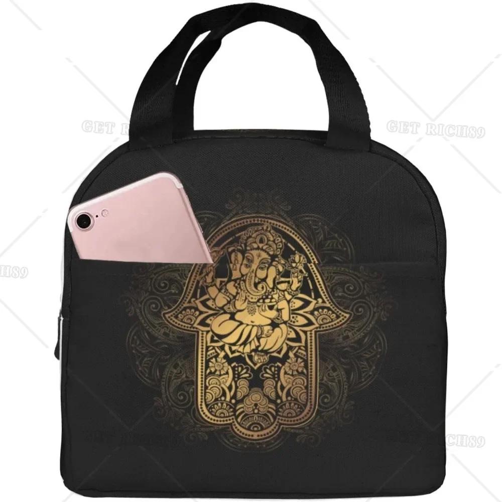 Портативная сумка для ланча Irish Cross из алюминиевой фольги с утолщенной изоляцией черного цвета для женщин и мужчин, многоразовая коробка с карманом для работы в офисе