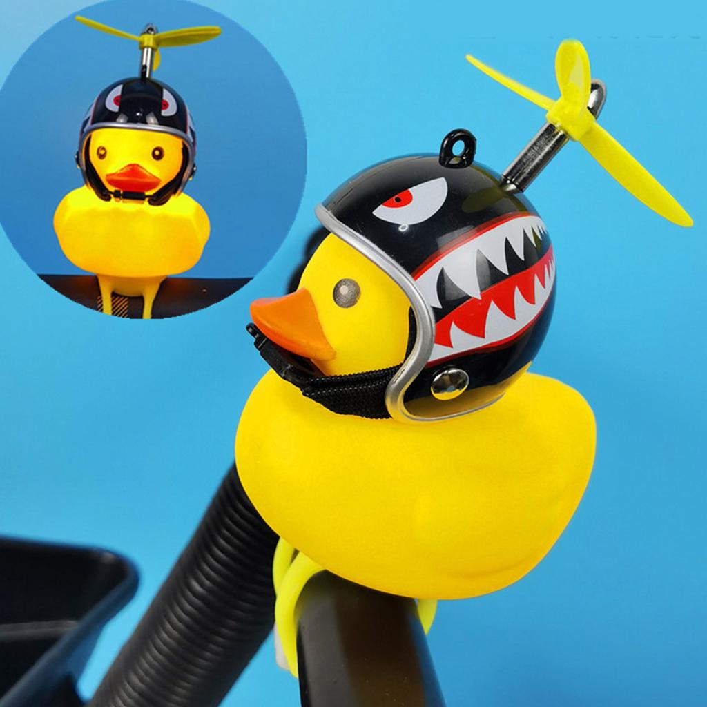 Звонок на руль утка велосипедный звонок со светодиодной подсветкой шлем и пропеллер желтая утка универсальные украшения для велосипеда аксессуары