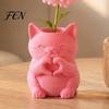 Creative Pen Cup for Office 3D Printed Cat Vase, Cute Smiling with Heart?Hand Gesture Flower Holder, Kitten Container Animal Shaped Desktop