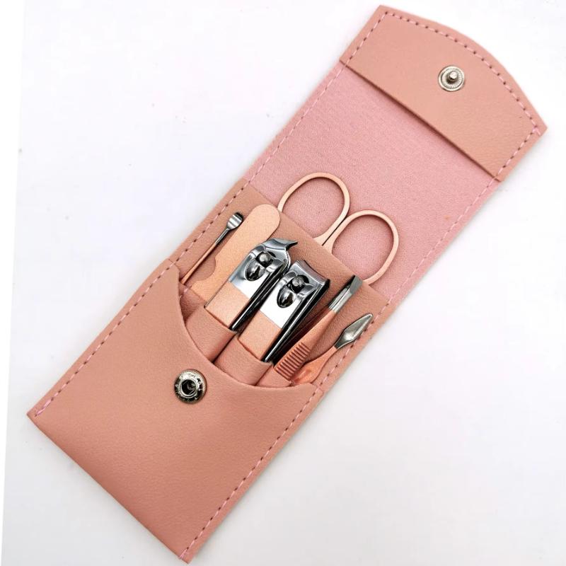 4/12/16pcs Manicure Cutters Anti Splash Nail Clipper Set Bag Household Rose Gold Ear Spoon Nail Clippers Pedicure Nail Scissors Tool Sharpe Home Use