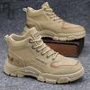 Весенне-осенняя мужская обувь, новые модные и универсальные ботинки на толстой подошве в стиле рабочей одежды, модные нескользящие ботинки с высоким берцем