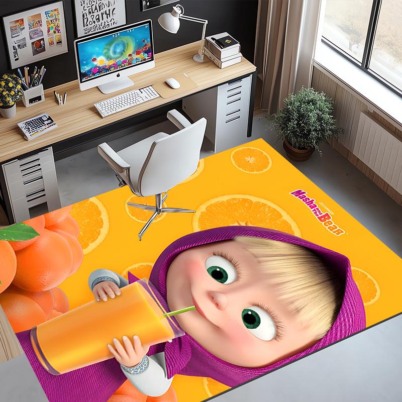 Masha and The Bear Pattern Rug, Indoor/Outdoor Mat, for Picnic, Gameroom, Bedroom, Office, Living Room, Home Decor Carpet, Birthday Gift