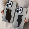 INS Мультяшный Черный Кот Лазерный Чехол Для Телефона Для iPhone 17 Pro Max 16 15 14 Pro Max Plus 13 Mini 12 11 Pro Max Ударопрочные Задние Крышки