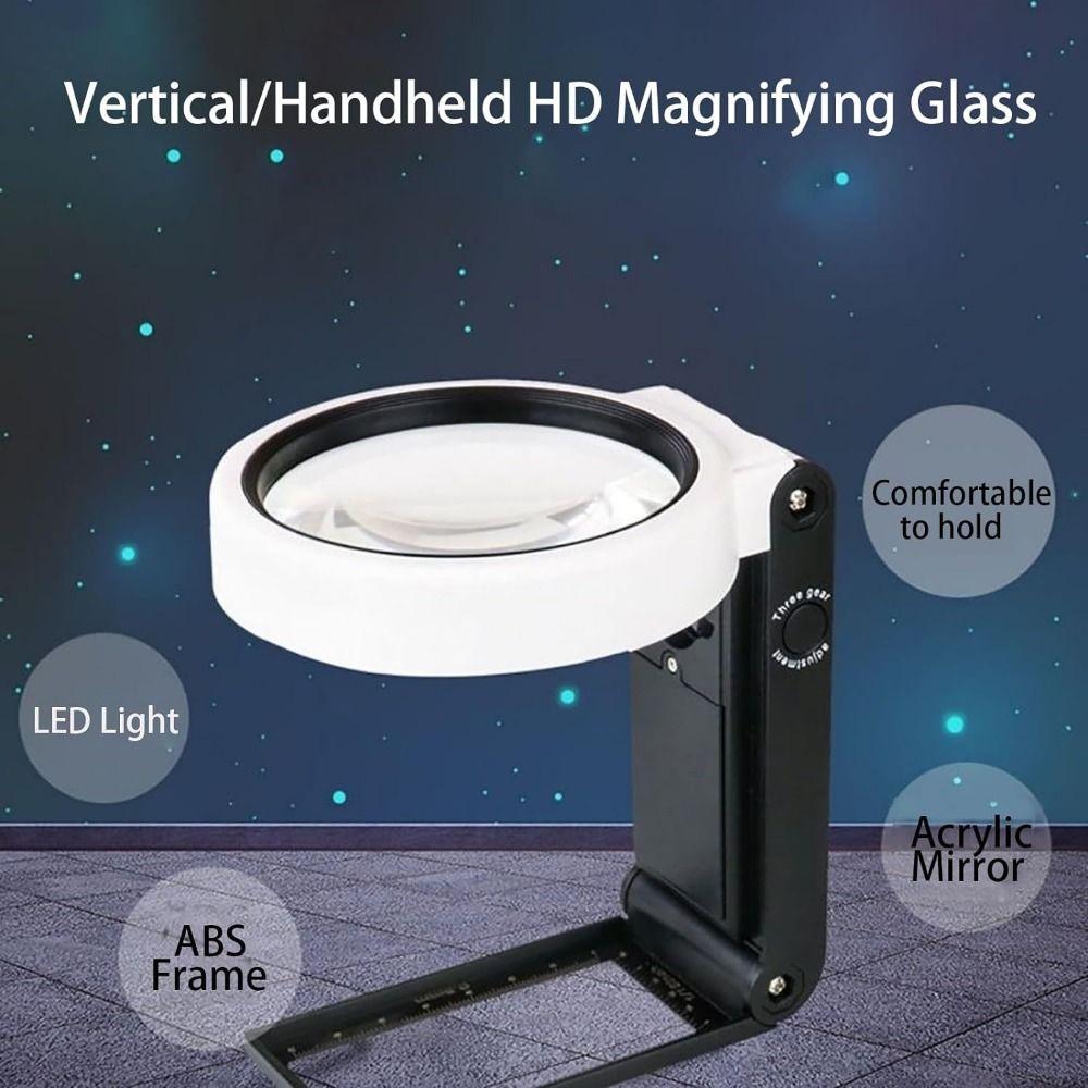 Ручная светодиодная лупа с подсветкой, работающая от батареек или USB, Лупа с подсветкой для чтения пожилыми людьми
