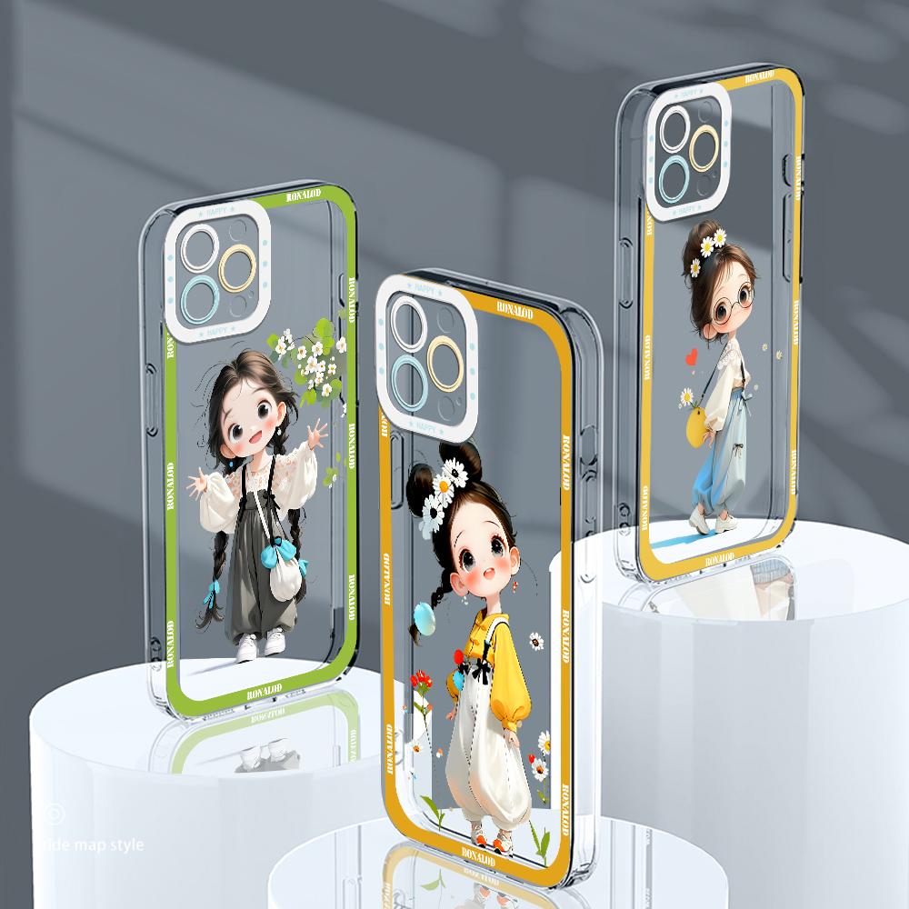 Shockproof Cartoon Astronaut Crystal Case Full Cover Camera Protection Transparent Soft Phone Casing for Huawei Honor iPhone Infinix Tecno