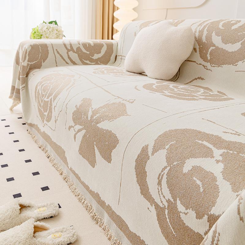 Чехол на диван для гостиной, всесезонное универсальное противоскользящее пылезащитное сиденье, подушка из синели, жаккардовое полное покрытие, изысканное одеяло