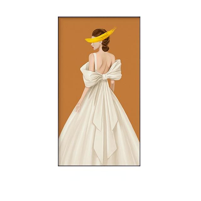 Модное белое платье, женский плакат с принтом, современная абстрактная фигура принцессы, холст, картина, скандинавское украшение стены спальни, живопись