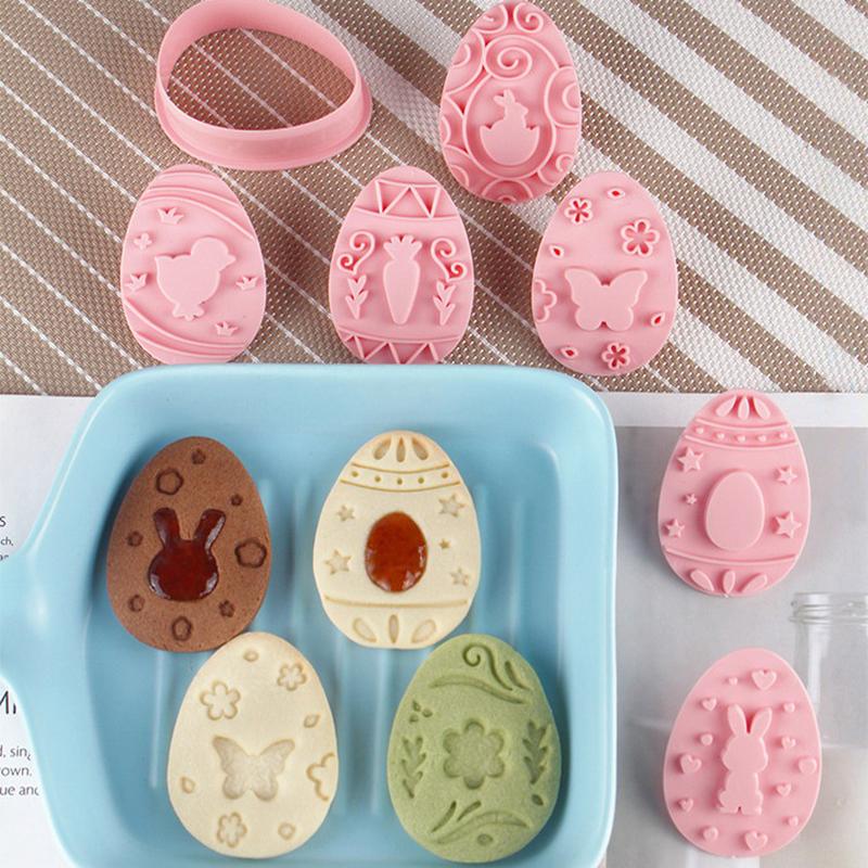 9Pcs Easter Rabbit Biscuit Mold Plastic Bunny Egg Cookie Cutter Stamp Embosser