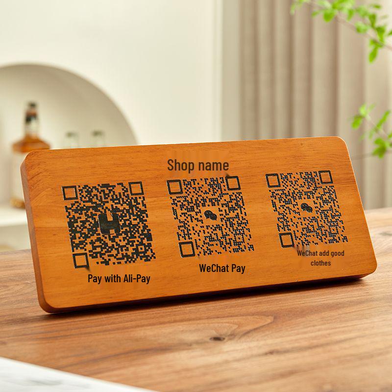 Custom Wooden QR Code Display Stand for Cashiers