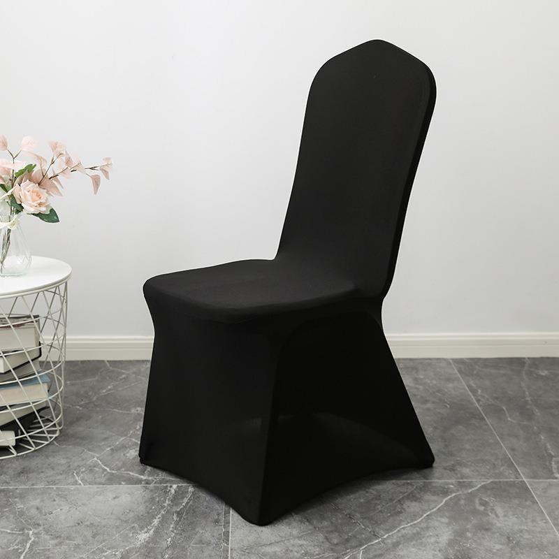 White Elastic Chair Cover with Bow for Wedding Banquet Hotel Event Full Slipcover One-Piece Design