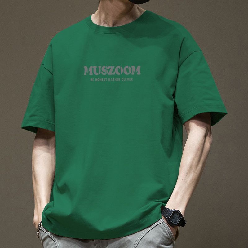 Мужская футболка Muszoom из чистого хлопка с круглым вырезом и короткими рукавами, повседневная свободная футболка в стиле хип-хоп