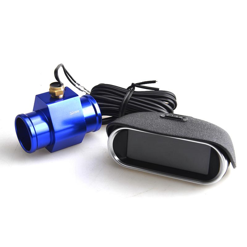 Auto LCD Water Temperature & Voltmeter Gauge 2 in 1 With Joint Pipe Adapter 1/8NPT OD 26MM-40MM