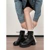 Black Retro British Style Thick Heel Thick-soled Martin Boots Women's 2025 New Autumn with Skirt and Thin Short Boots