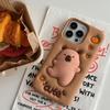 3D Мультяшная Капибара Мягкий Силиконовый Чехол для Телефона iPhone 16 15 14 13 12 Pro Max 16pro Ударопрочный Чехол с Ремешком на Запястье