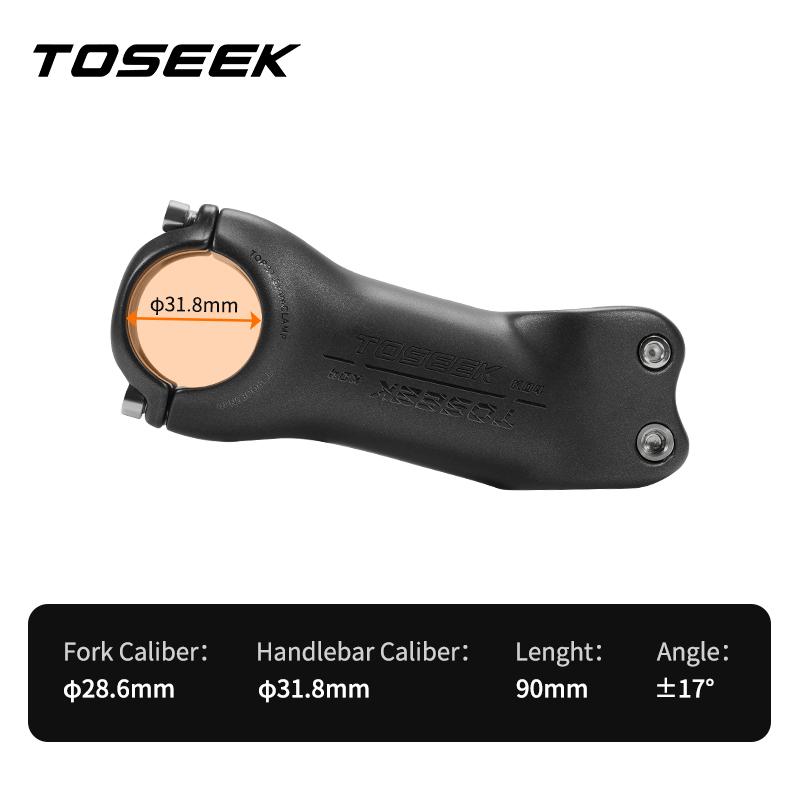 TOSEEK T700 Carbon Fiber Road Mountain Gravel Bike Stems 31.8mm Handlebar Clamp 28.6mm Steerer Clamp 6/17 Degree Bicycle Stem