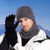 Warm with Velvet Hat Gloves Scarf Set Winter Cold-Proof Woolen Cap European and American Men Knitted Hat