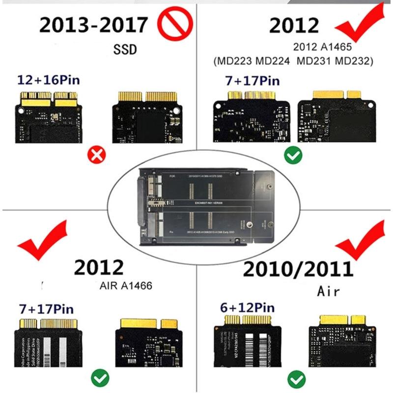 1 Set USB3.0 Cable and SSDs Adapter Card for 2012 1425/1398/1466/1465 Models Feature Double Output Interfaces