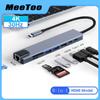 USB C Hub 8 In 1 Type C 3.1 To 4K HDMI Adapter with RJ45 SD/TF Card Reader PD Fast Charge for MacBook Notebook Laptop Computer