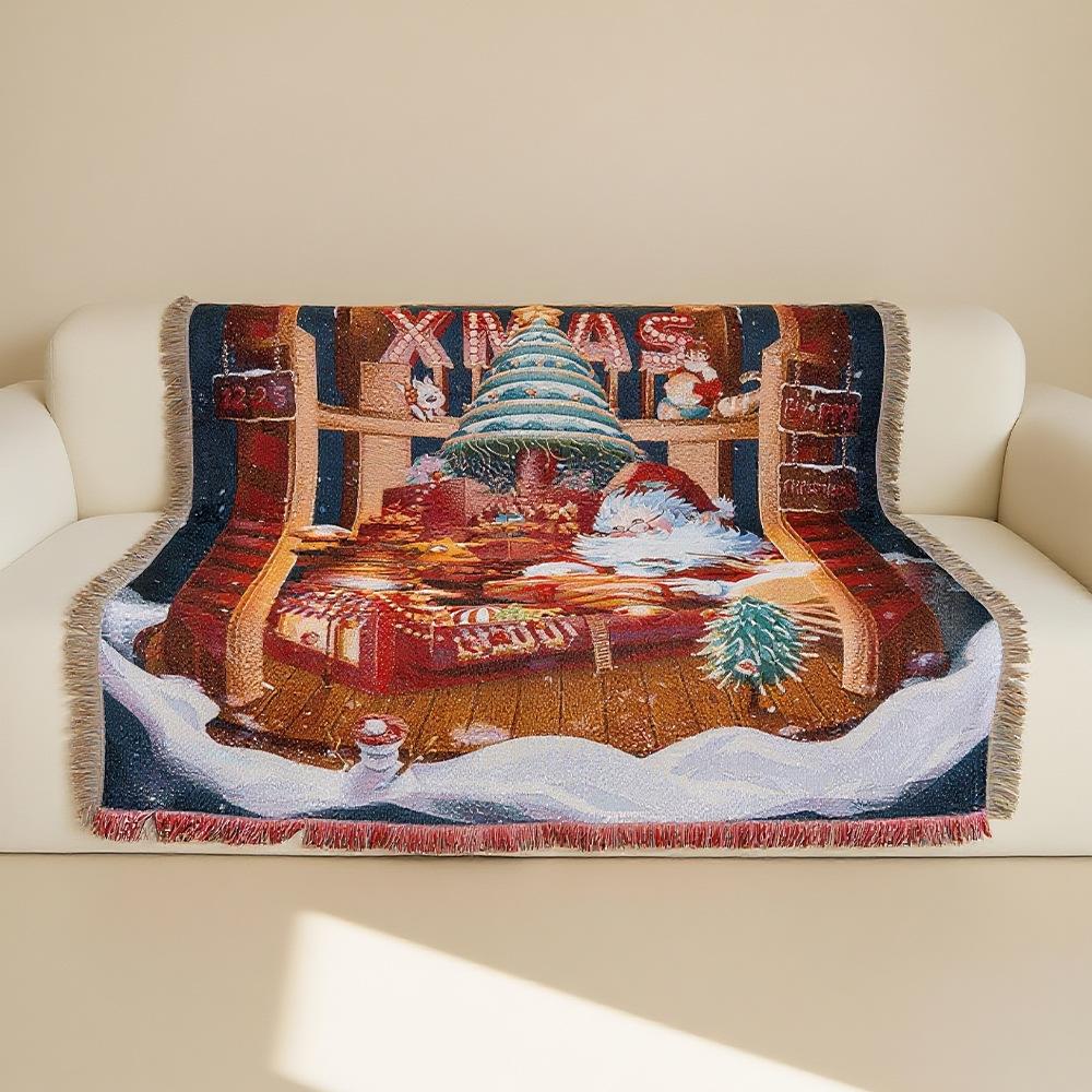 Modern Jacquard Weave Cotton/Polyester Blend Tapestry Blanket Four Seasons Use Factory Supplied Fascinating Price Features