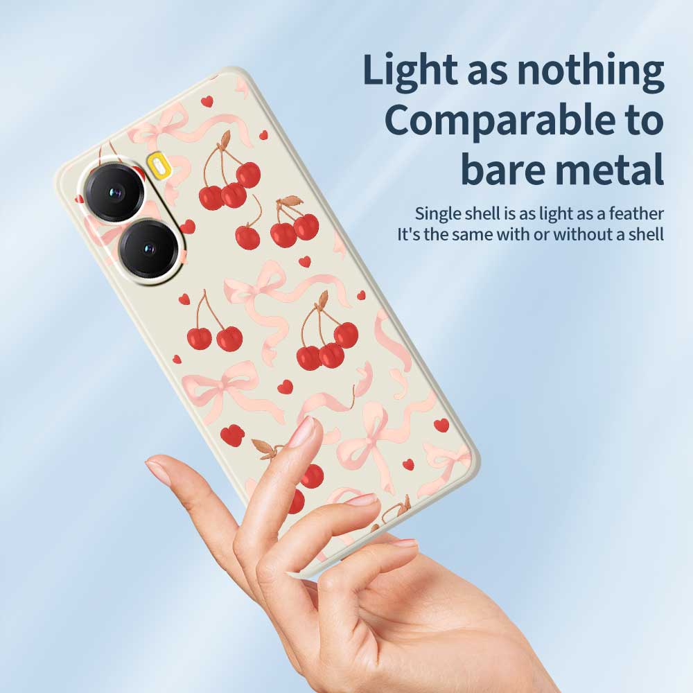 For Xiaomi Redmi Turbo 4 5G/Poco X7 Pro 5G Case Big Bow Cherry Pattern Printing Straight Edge TPU Phone Back Cover