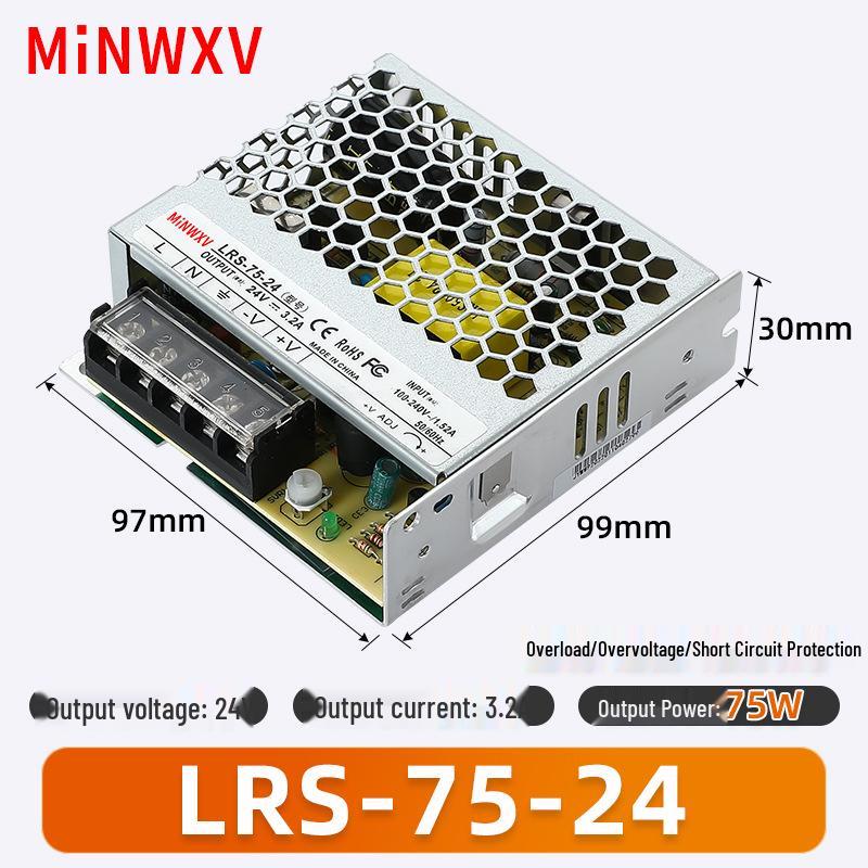 LRS-75W Dual Output Industrial Control Power Supply: 12V & 24V DC Regulated Switching.