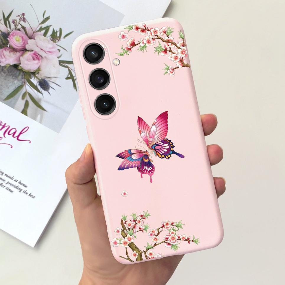 Для Чехла Funda Samsung A35 5G Case SM-A356E Пара Любовь Сердце Цветок Кошка Рисунок Задняя Крышка Для Samsung Galaxy A35 5G Etui