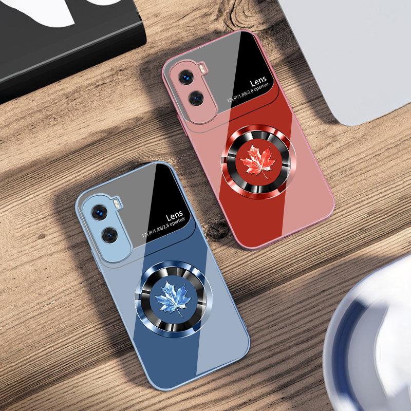 Круглый Кленовый Лист Для Honor 200 90 8X 9X Pro Lite P50 P40 Nova 10 11i P60 Magic4 6 Mate 20 50 Закаленное Стекло Чехол Для Телефона