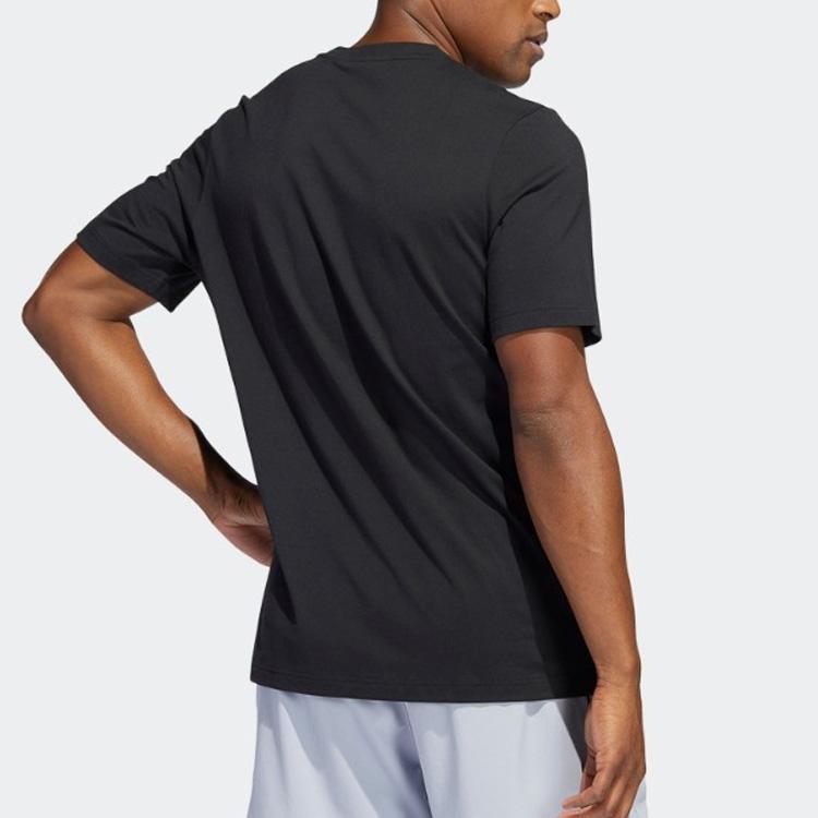 Adidas Баскетбольная футболка с коротким рукавом и принтом логотипа, мужские топы, черный HC6902