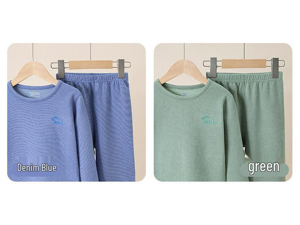 2025 Autumn/Winter Children's Double-Sided Brushed Wool Silk Warm Underwear Set for Boys and Girls