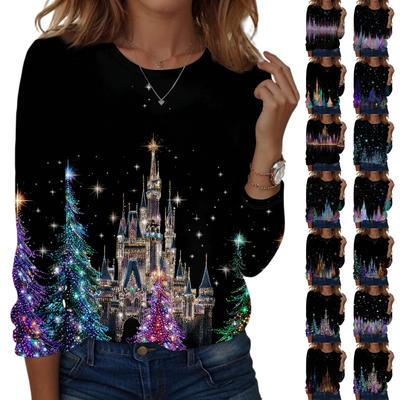 Рубашки с длинным рукавом для женщин, милые футболки с графическим принтом, блузки, повседневные базовые топы больших размеров, пуловеры